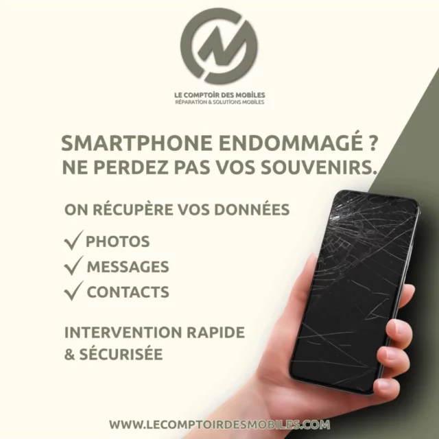 📱💥 Votre téléphone est cassé ? Écran noir, plus rien ne répond ?
Ce n’est pas forcément perdu.
➡️ Nous pouvons récupérer vos photos, messages, contacts et plus encore.

🧠 Le Comptoir des Mobiles sauve vos souvenirs numériques même lorsque votre appareil semble irréparable.

🔧 Smartphones, tablettes, ordinateurs...
💡 Astuce : évitez de rallumer un appareil endommagé, cela pourrait aggraver la situation.

📍 Passez directement en boutique, sans rendez-vous.

- Neuilly-sur-Seine – 4 rue de Longchamp
 - Neuilly-sur-Seine – 27 rue de Chartres
 - Boulogne-Billancourt – 98 rue Gallieni
 - Montrouge – 73 avenue de la République
🕙 Horaires d'ouverture : lundi à samedi de 10h à 19h
📞 Appelez-nous : 01 46 37 72 74
📩 Mail : info@lecomptoirdesmobiles.com

🛟 Vos données sont entre de bonnes mains.

#recuperationdonnees #smartphonecasse #ecrannoir #sauvetesphotos #comptoirdesmobiles #reparationmobile #serviceexpress #datasecurity #mobilelife