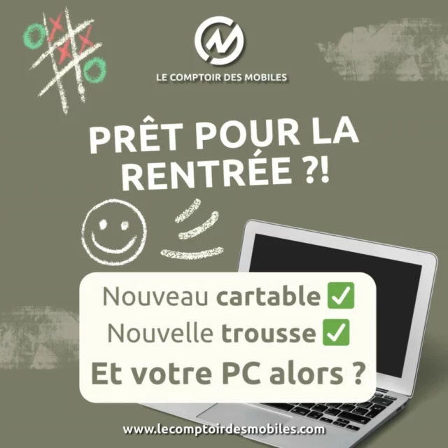✨ Prêt pour la rentrée ? ✨
Nouveau cartable ✅ Nouvelle trousse ✅ … Et votre PC alors ? 👩‍💻🎒

👉 Pas besoin d’acheter un ordinateur neuf : une bonne réparation et une mise à jour complète suffisent souvent pour repartir du bon pied !

Voici la checklist spéciale rentrée pour votre PC :
✅ Nettoyage complet : poussière, fichiers inutiles et virus… bye bye !
✅ Batterie vérifiée : si elle se vide trop vite, on la remplace.
✅ Clavier & touchpad : touches bloquées ou inactives ? On répare.
✅ Mises à jour système : plus rapides, plus sûres.
✅ Optimisation des performances : fini les démarrages à rallonge.

💡 Après l’été, votre ordinateur mérite aussi sa remise en forme !

📌 Nos boutiques :
📍 Neuilly-sur-Seine – 4 rue de Longchamp
📍 Neuilly-sur-Seine – 27 rue de Chartres
📍 Boulogne-Billancourt – 98 rue Gallieni
📍 Montrouge – 73 avenue de la République
🕒 Du lundi au samedi – 10h à 19h
📞 01 46 37 72 74 | 
📧 info@lecomptoirdesmobiles.com
🌐 www.lecomptoirdesmobiles.com

📩 Passe en boutique ou écris-nous un message, notre équipe s’occupe du reste 💪
#Rentree2025 #ReparationPC #Informatique #OptimisationPC #MiseAJour #Ordinateur #DepannageInformatique #BatteriePC #ReparationExpress #LeComptoirdesMobiles #NeuillySurSeine #BoulogneBillancourt #Montrouge