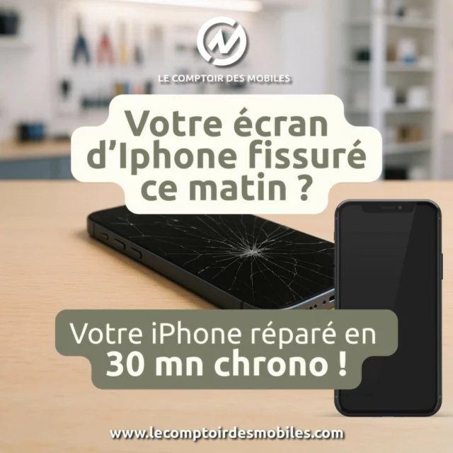 📱✨ Votre écran d’iPhone fissuré ce matin ?
Pas de panique : en 30 minutes chrono, il retrouve toute sa splendeur 💎

Au Comptoir des Mobiles, nos techniciens assurent des réparations rapides, avec des pièces premium et garanties.
👉 Résultat : un smartphone comme neuf, prêt à vous accompagner dans toutes vos journées !

🔧 Découvrez l’un de nos derniers sauvetages express et confiez-nous le vôtre dès aujourd’hui 👇

📌 Nos boutiques :
📍 Neuilly-sur-Seine – 4 rue de Longchamp
📍 Neuilly-sur-Seine – 27 rue de Chartres
📍 Boulogne-Billancourt – 98 rue Gallieni
📍 Montrouge – 73 avenue de la République

🕒 Du lundi au samedi – 10h à 19h
📞 01 46 37 72 74 |
📧 info@lecomptoirdesmobiles.com
🌐 www.lecomptoirdesmobiles.com

📩 Passe en boutique ou écris-nous un message, notre équipe s’occupe du reste 💪

#ReparationiPhone #iPhone12 #EcranCasse #ReparationSmartphone #LeComptoirdesMobiles #iPhoneRepair #BoulogneBillancourt #Montrouge #NeuillySurSeine #HighTech #ReparationExpress #MobileLife #SmartphoneFix