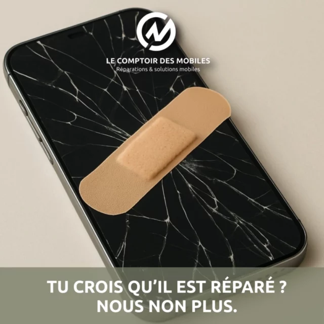 Tu penses que le pansement a réglé le problème ?
🩹 Nous non plus.

Parce qu’un écran explosé, une batterie HS ou un son qui grésille, ce n’est pas censé faire partie du style de ton iPhone.
Laisse tomber les bricolages bancals.
Viens chez Le Comptoir des Mobiles :
🛠 Réparation express, pièces de qualité, garantie.
Et promis, on ne met pas de pansements.

📍 4 boutiques dans le 92
📞 01 46 37 72 74
🌐 www.lecomptoirdesmobiles.com

👉 Prends rendez-vous ou passe nous voir directement.
On te rend ton iPhone (vraiment) réparé.

#LeComptoirDesMobiles #ReparationiPhone #FailDeBrico #PasRepare #UrgenceMobile #HumourTech #iPhoneCasse
